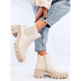 Ledeck Botines Chelsea de poliuretano en beige con tacón ancho 3