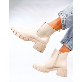 Ledeck Botines Chelsea de poliuretano en beige con tacón ancho 5