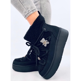 Remati Botas de nieve negras con borreguillo negro 2