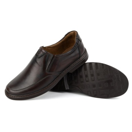 KOMODO Zapatos de hombre fabricados en piel natural slip-on 854K, marrón oscuro 3