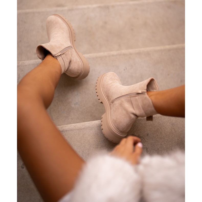 Botas Chelsea aislantes con cremallera y hebilla, Beige Kikiella 1