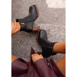 S.Barski Botas De Mujer De Piel Con Tacón Alto Con Aislamiento D&amp;A JC42-37 Negro 5