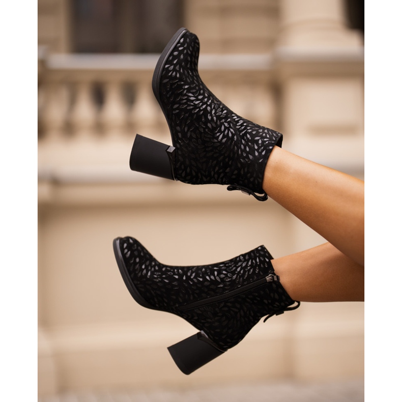 S.Barski Botines De Ante Con Grabado Decorativo D&amp;A CR42-192 Negro 1