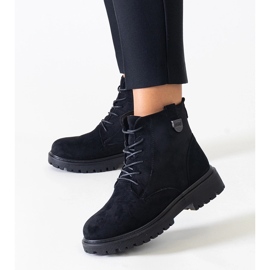 Botas trabajadoras de ante ecológico negro con plataforma Leonora 1