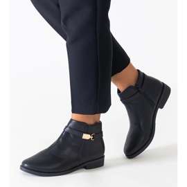 Botines negros con inserciones de ecopiel Casetra doradas 1