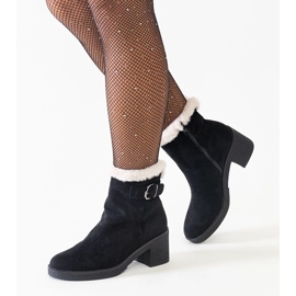 Botines negros decorados con pelo de ante ecológico Amtula 1