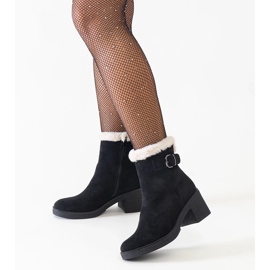Botines negros decorados con pelo de ante ecológico Amtula 2