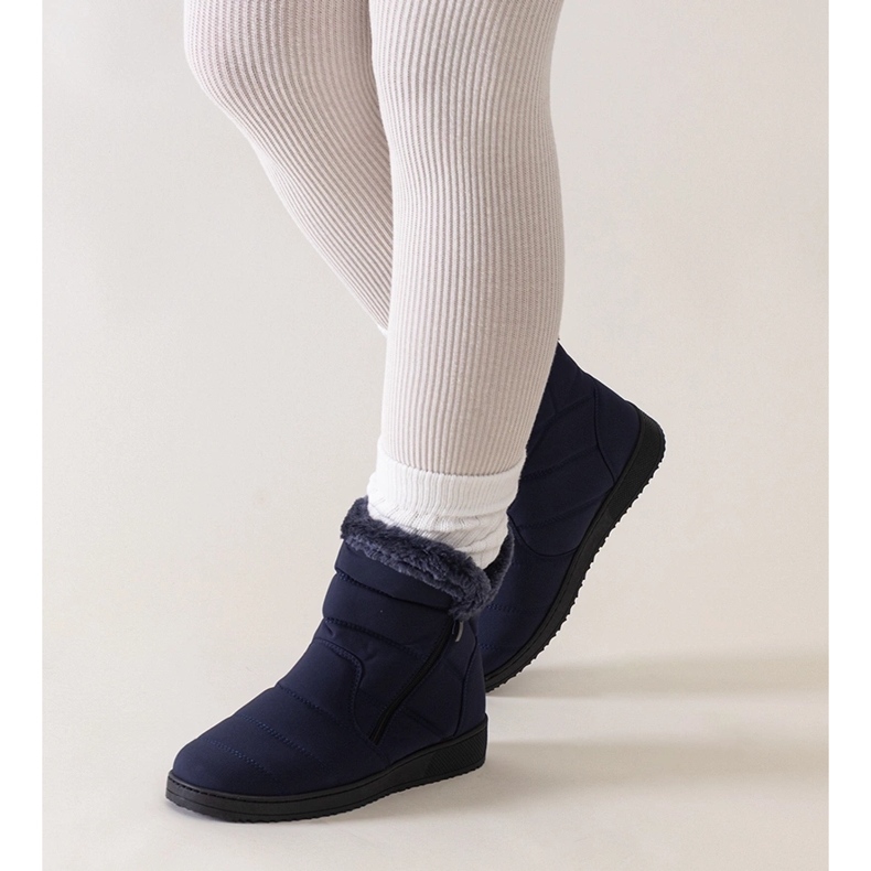 Botas de nieve azul marino decoradas con piel Khit 1