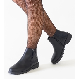Botines negros con motivo de piel de cocodrilo, ecopiel Mifsada 1