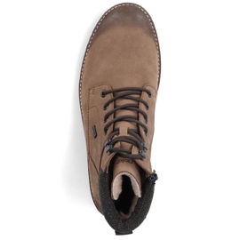 Botas de montaña impermeables de piel para hombre, con aislamiento marrón Rieker F3612-24 11