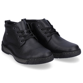 Botines de piel impermeables, zapatos de hombre con aislamiento, negro Rieker B0347-00 12