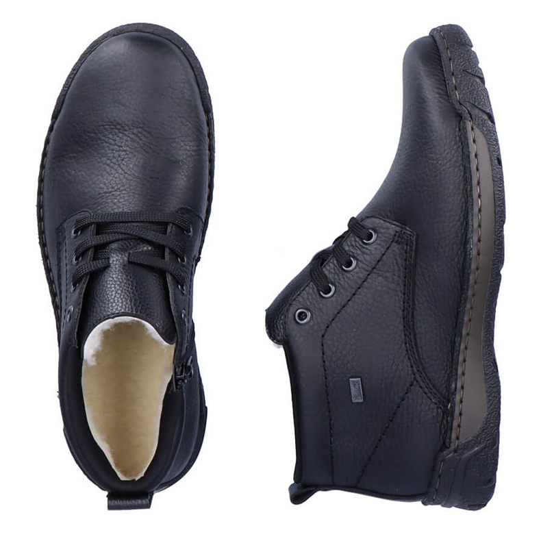 Botines de piel impermeables, zapatos de hombre con aislamiento, negro Rieker B0347-00 2