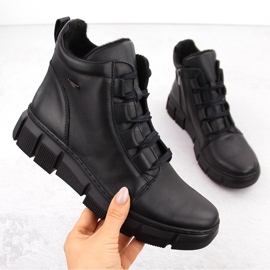 Botas de mujer cómodas y aislantes de piel, negro Helios 523 3