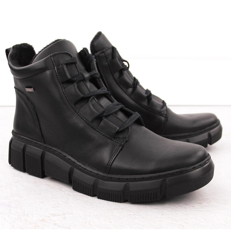 Botas de mujer cómodas y aislantes de piel, negro Helios 523 1 Botas de mujer cómodas y aislantes de piel, negro Helios 523 1