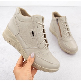 Botines mujer cómodos de piel con cuña ekri Helios 543 beige 1
