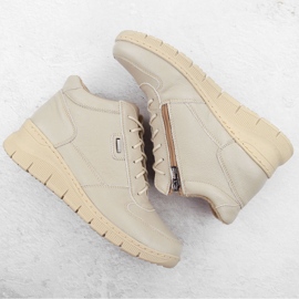 Botines mujer cómodos de piel con cuña ekri Helios 543 beige 3