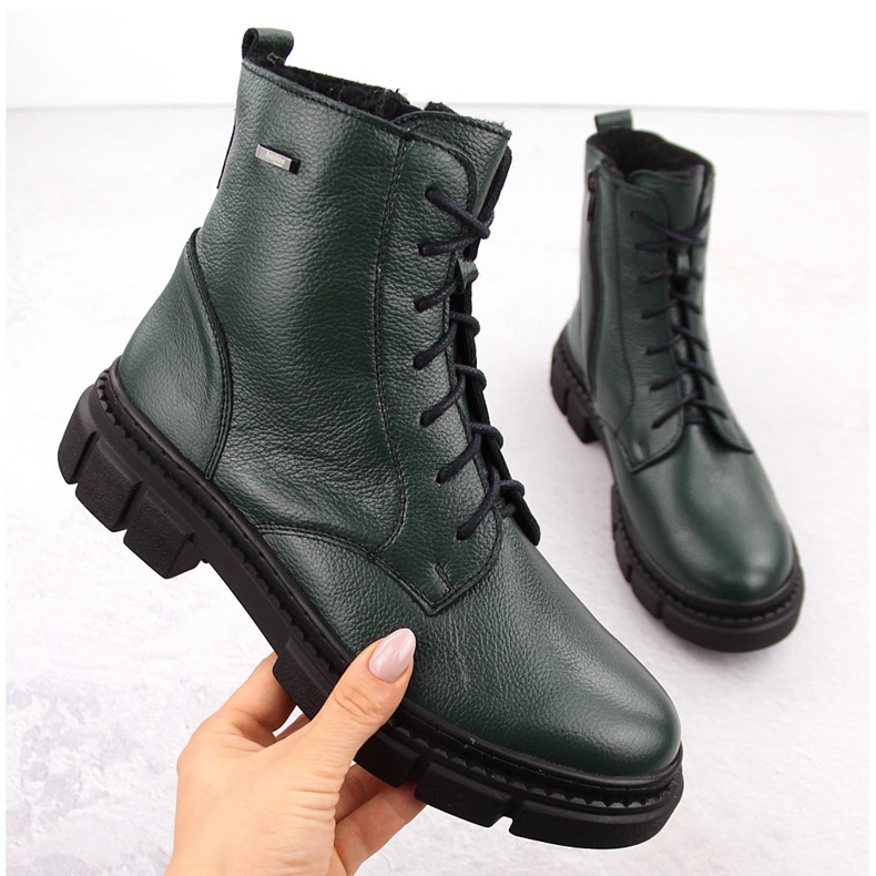 Botas tramper aislantes de piel para mujer, verde Helios 549 1