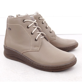 Botas cuña mujer cómodas invierno piel beige Helios 584 2
