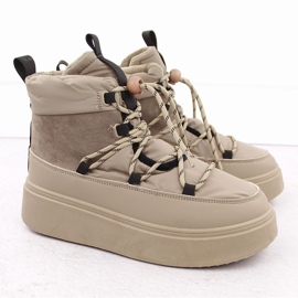 Botas de nieve de mujer con plataforma, beige Potocki 72302 2