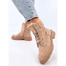 Barkoi Botines beige con cordones y borreguillo 5
