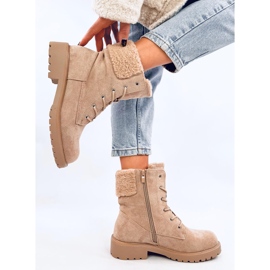 Barkoi Botines beige con cordones y borreguillo 4