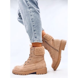 Barkoi Botines beige con cordones y borreguillo 3
