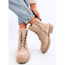 Barkoi Botines beige con cordones y borreguillo 6