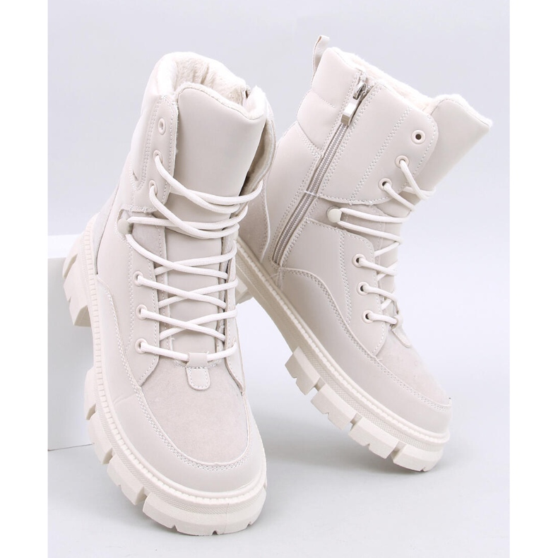 Torey White botines aislantes con cordones beige 1