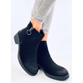 Levere Botines tacón bajo de nobuk negro 5