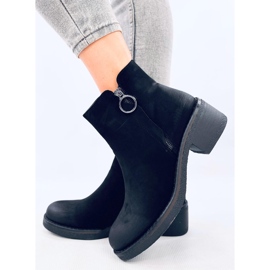 Levere Botines tacón bajo de nobuk negro 3
