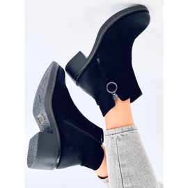 Levere Botines tacón bajo de nobuk negro 6