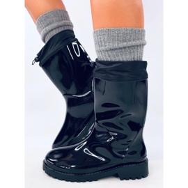 Botas de agua Kiffer lacadas en negro con ribete 3