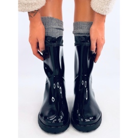 Botas de agua Kiffer lacadas en negro con ribete 4