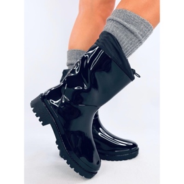 Botas de agua Kiffer lacadas en negro con ribete 2
