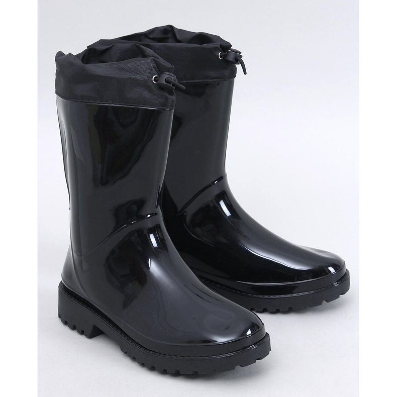 Botas de agua Kiffer lacadas en negro con ribete 1