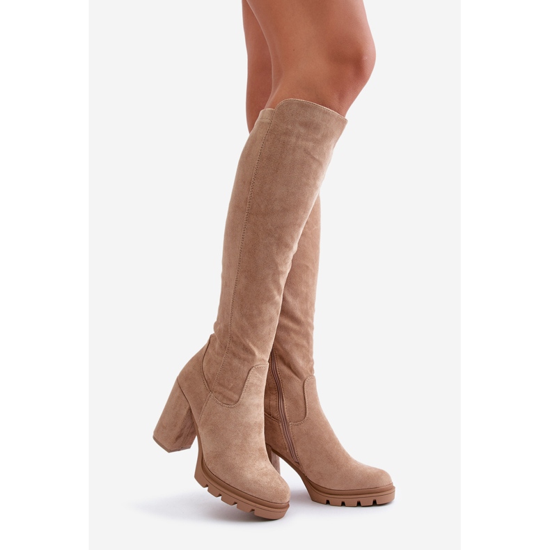 Botas aislantes de tacón alto para mujer ante ecológico beige Tirisha 1 Botas aislantes de tacón alto para mujer ante ecológico beige Tirisha 1