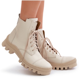 Zazoo 2831 Botas de Mujer Fabricadas en Piel Natural, Beige Claro 10