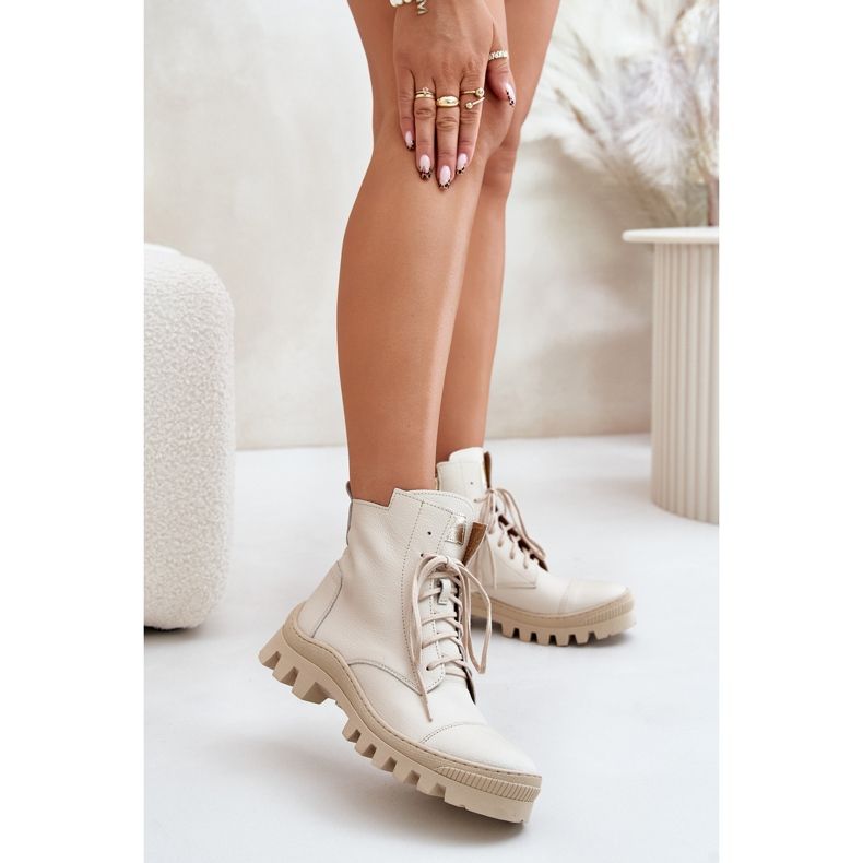 Zazoo 2831 Botas de Mujer Fabricadas en Piel Natural, Beige Claro 2