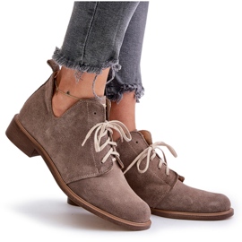 Zazoo 2959 Zapatos Oxford de ante con cordones y tacón plano Beige oscuro 8