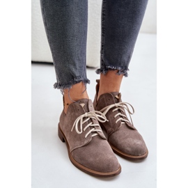 Zazoo 2959 Zapatos Oxford de ante con cordones y tacón plano Beige oscuro 6