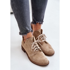 Zazoo 2959 Zapatos Oxford de ante con cordones y tacón plano Beige 5