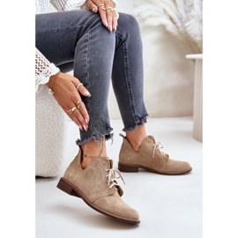 Zazoo 2959 Zapatos Oxford de ante con cordones y tacón plano Beige 7