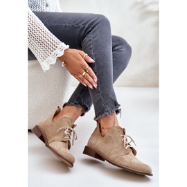 Zazoo 2959 Zapatos Oxford de ante con cordones y tacón plano Beige 8