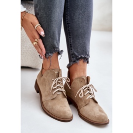 Zazoo 2959 Zapatos Oxford de ante con cordones y tacón plano Beige 9
