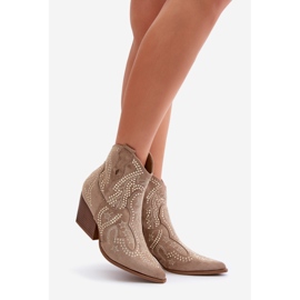 Botas Cowboy Tacón Decoradas Beige Kaivina 1 Botas Cowboy Tacón Decoradas Beige Kaivina 1