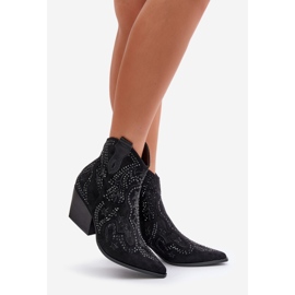 Botas Cowboy Tacón Alto Decoradas Negras Kaivina negro 1