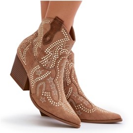 Botas Cowboy Camel Decoradas Kaivina con Tacones Altos marrón 10
