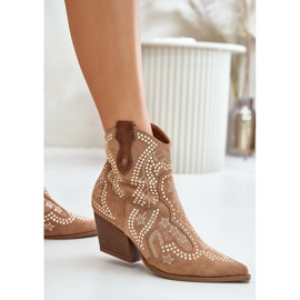 Botas Cowboy Camel Decoradas Kaivina con Tacones Altos marrón 6