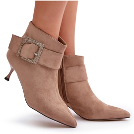 Botines De Mujer Con Tacón Alto Y Hebilla Decorativa, Nirilis Beige 10