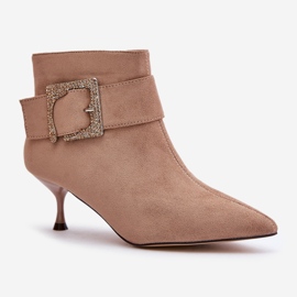Botines De Mujer Con Tacón Alto Y Hebilla Decorativa, Nirilis Beige 4